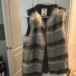Striped Faux Fur Vest